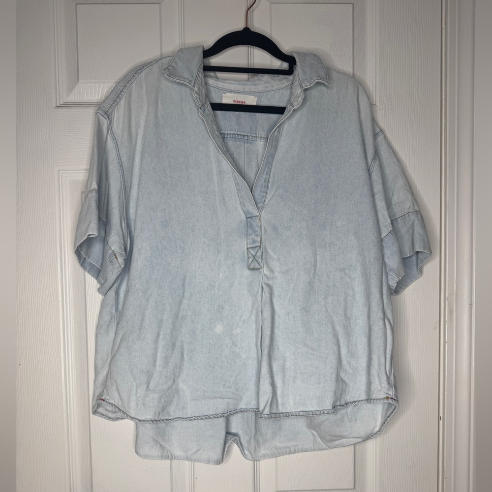 XIRENA short sleeve denim chambray top size‎ s coastal